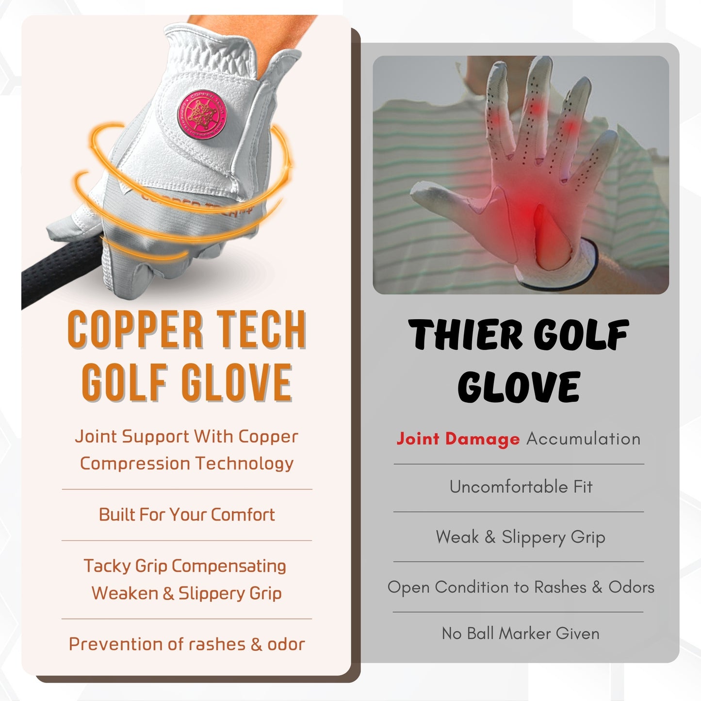 Copper Tech Plus Women's Golf Gloves [Worn on Left Hand]