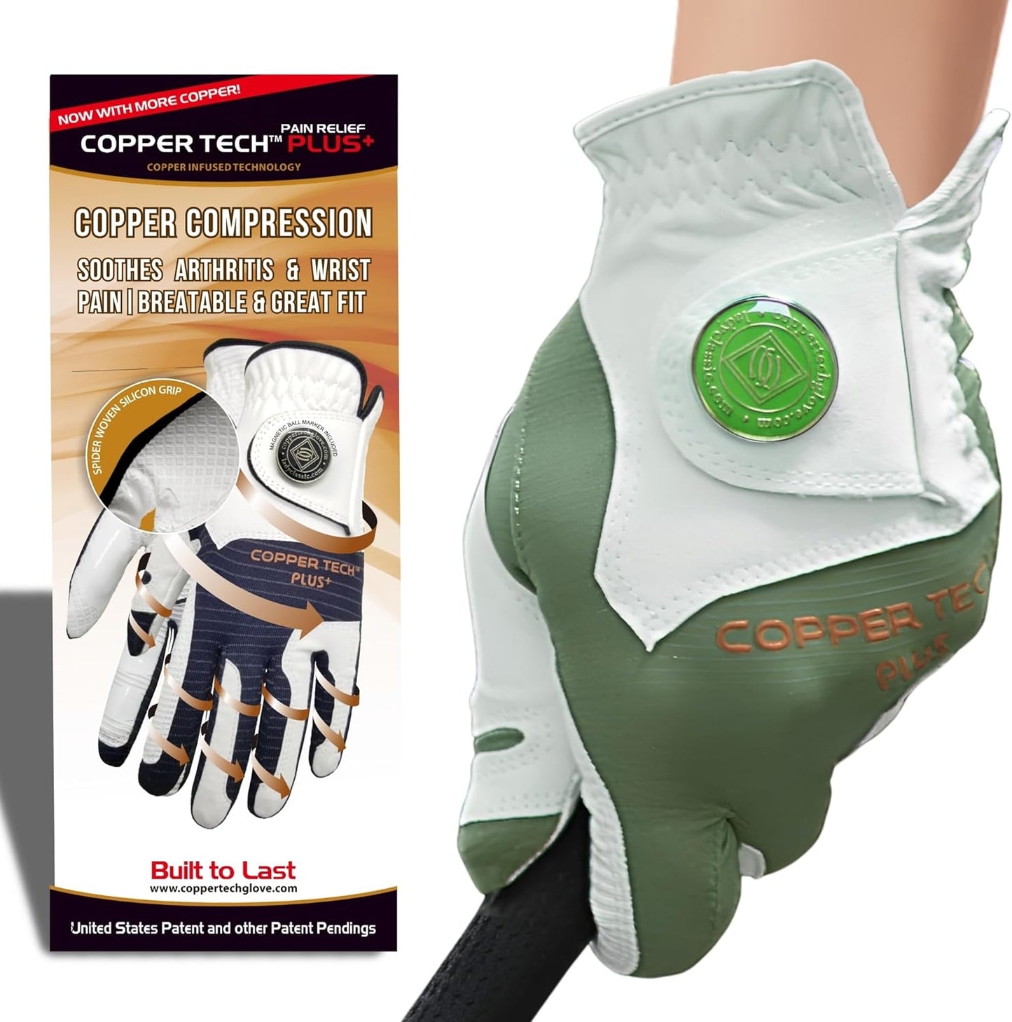 Copper Tech Plus Women's Golf Glove Worn on Right Hand