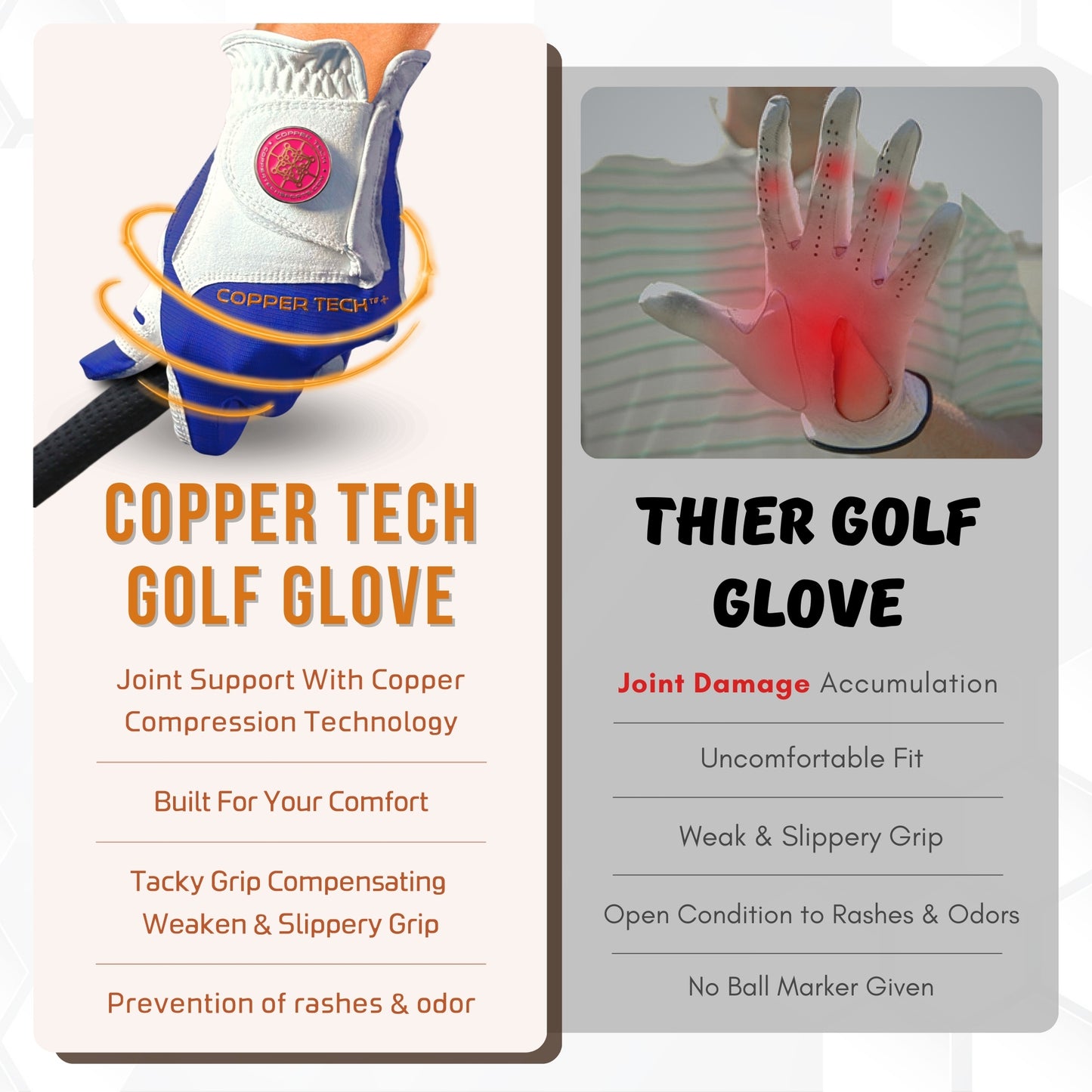 Copper Tech Plus Women's Golf Gloves [Worn on Left Hand]