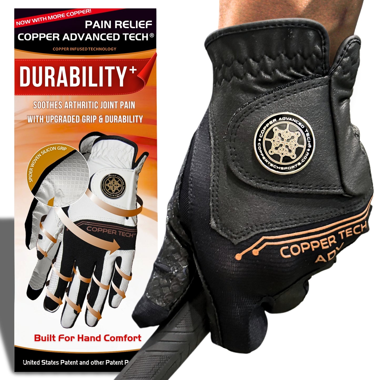 Copper Advanced Tech 2.0 Men's Golf Gloves [Worn on Right Hand]