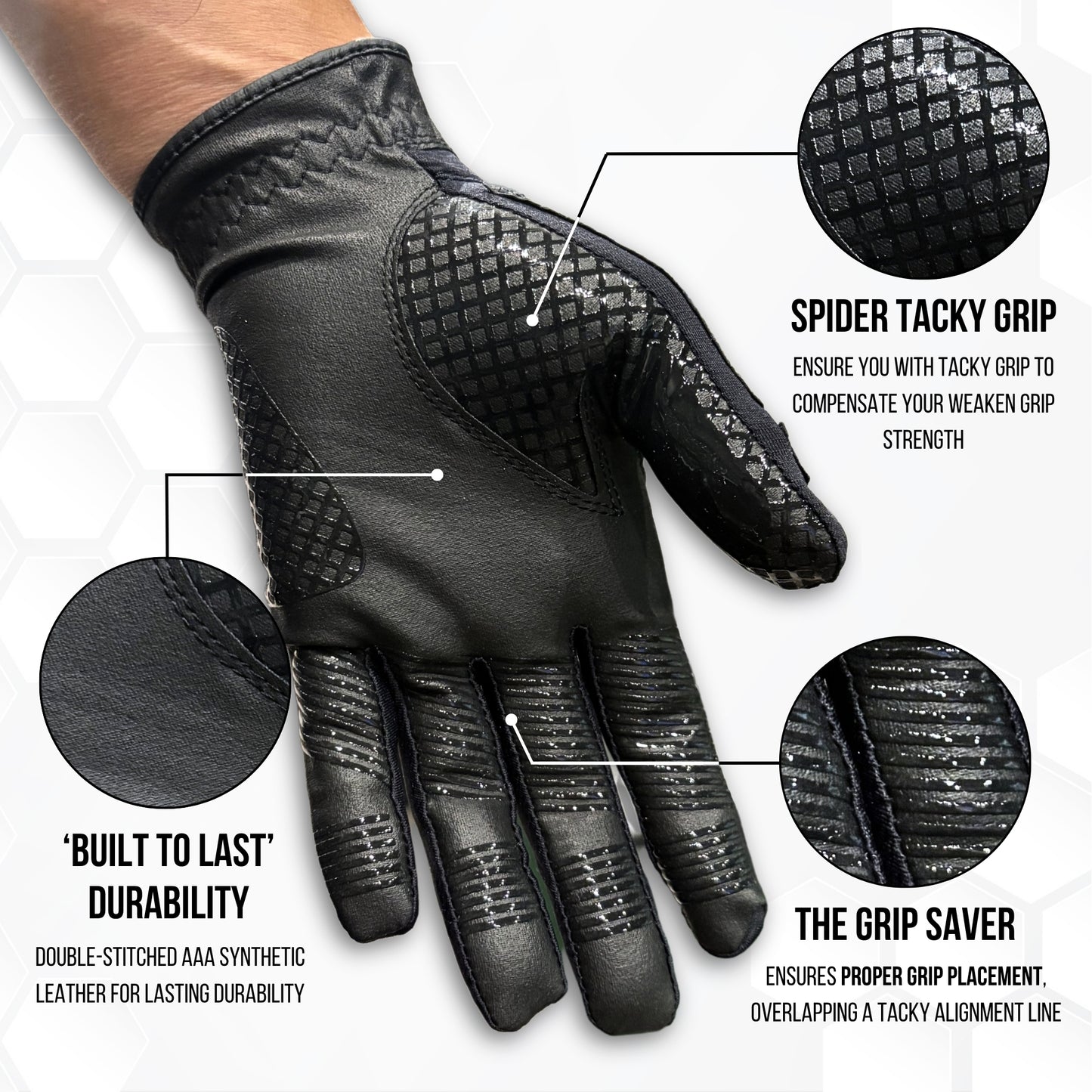 Copper Advanced Tech 2.0 Men's Golf Gloves [Worn on Left Hand]
