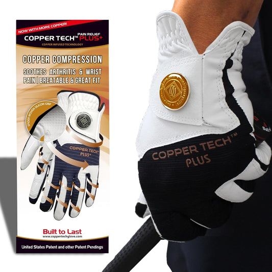 Copper Tech Plus Men's Golf Gloves Worn on Right Hand For Left Handed Golfer