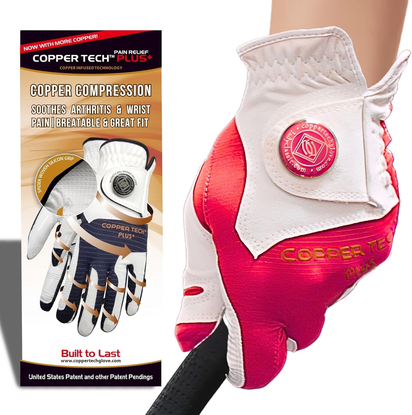 Copper Tech Plus Women's Golf Glove Worn on Right Hand