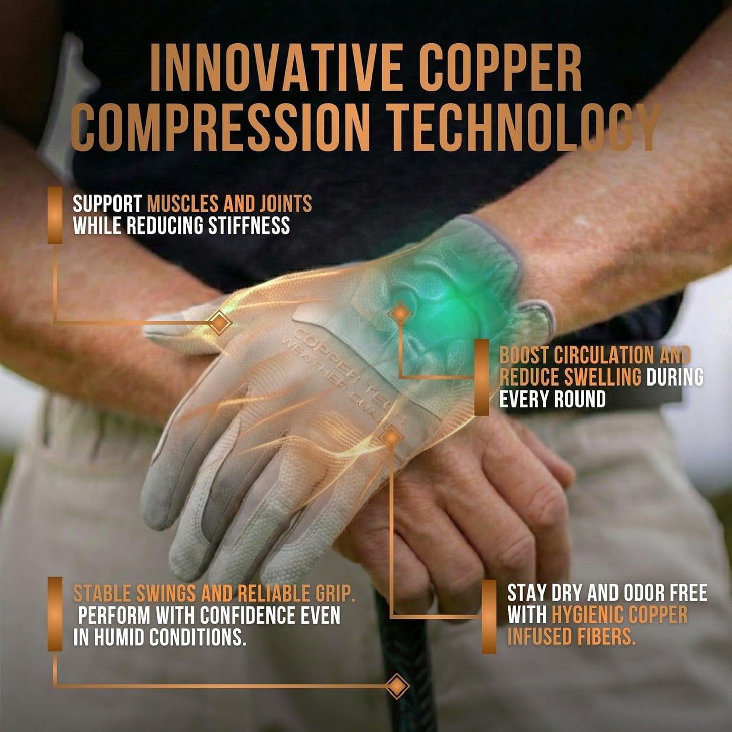 Rain Golf Gloves for Women - Copper Tech Plus Wet Weather Grip