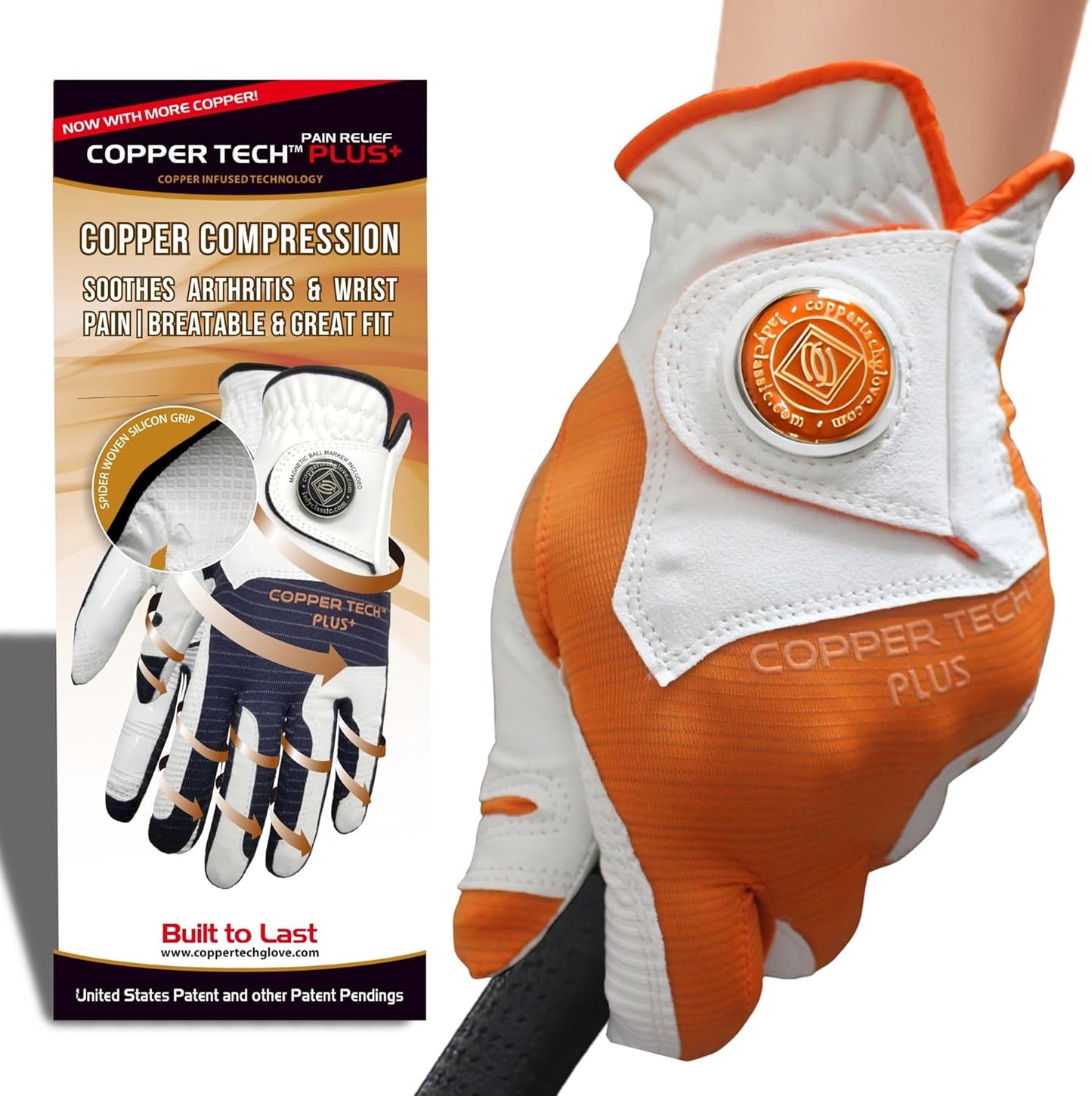 Copper Tech Plus Women's Golf Glove Worn on Right Hand