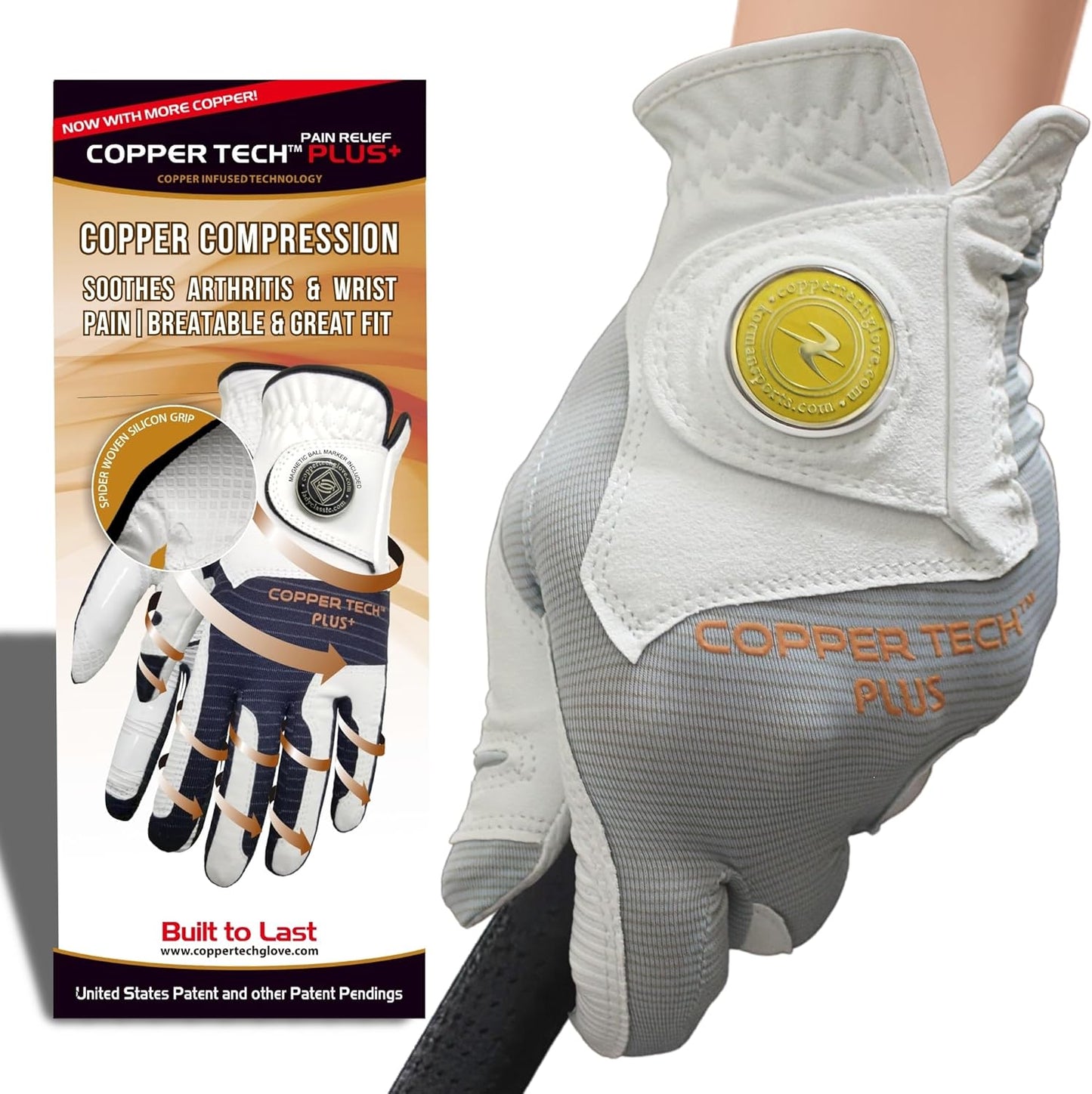 Copper Tech Plus Women's Golf Glove Worn on Right Hand