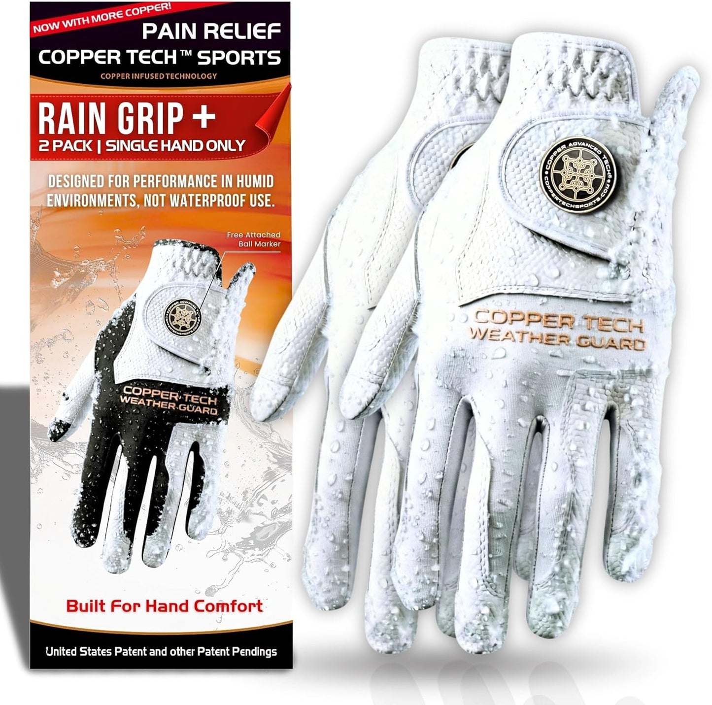 Rain Golf Gloves for Women - Copper Tech Plus Wet Weather Grip