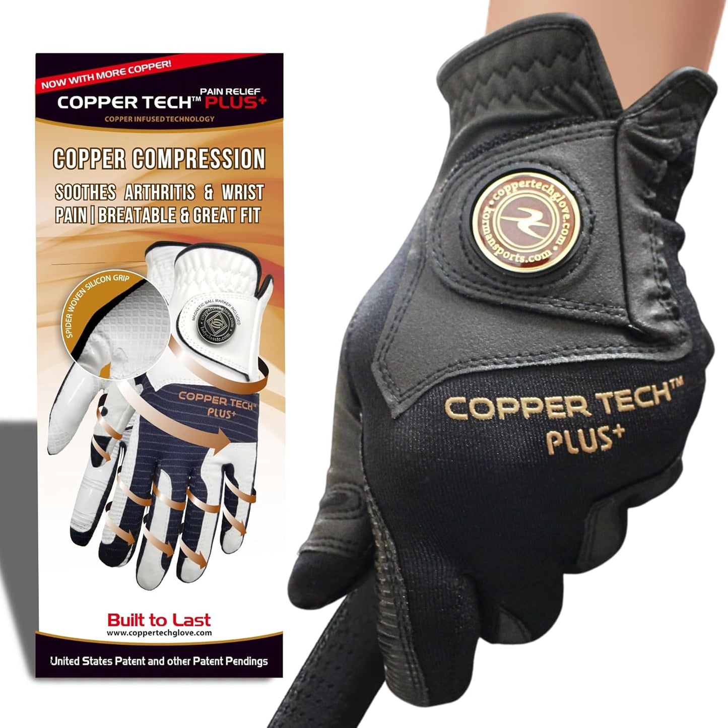 Copper Tech Plus Women's Golf Glove Worn on Right Hand