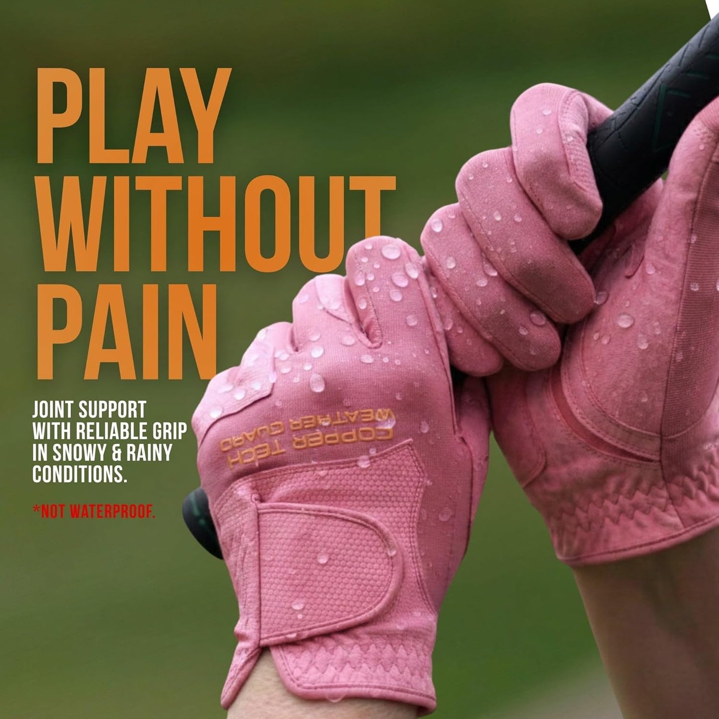 Copper Tech Plus Rain Golf Gloves Men Left Hand or Right Hand (Single) | Water-Enhanced Golf Rain Gloves for Men | Joint Support Ergonomic Copper Compression