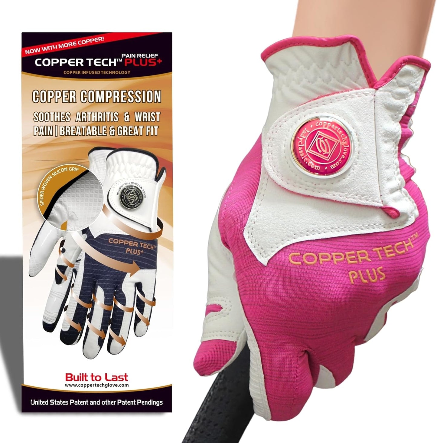 Copper Tech Plus Women's Golf Glove Worn on Right Hand