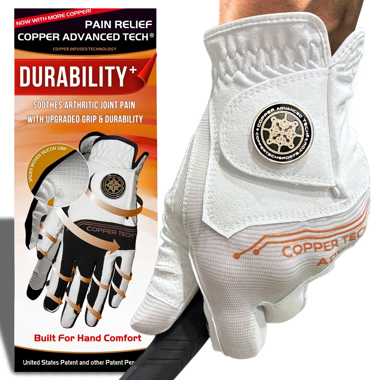 Copper Advanced Tech 2.0 Men's Golf Gloves [Worn on Right Hand]
