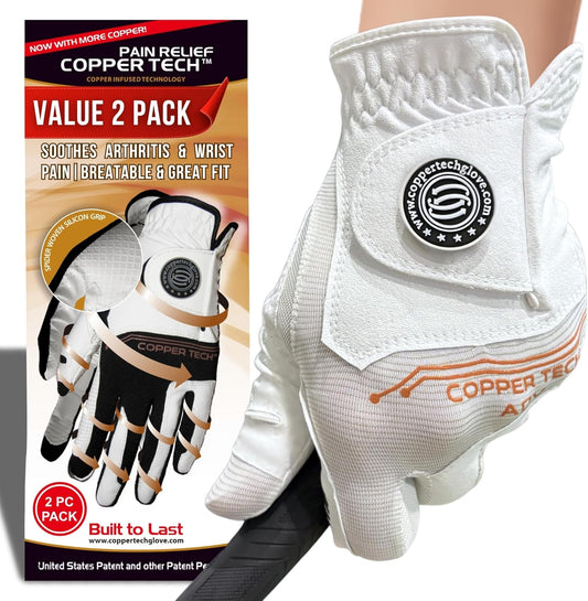 Copper Tech Women's Golf Gloves 2 Pack (White/White)