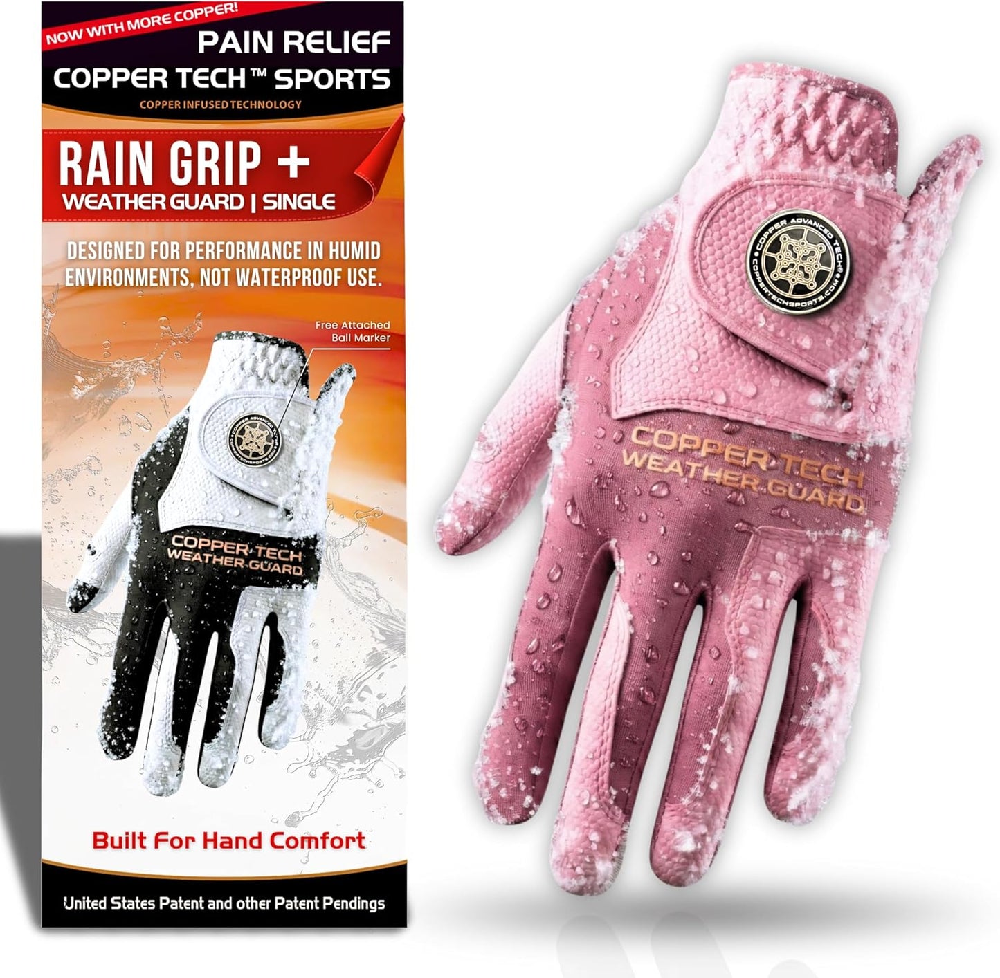 Rain Golf Gloves for Women - Copper Tech Plus Wet Weather Grip