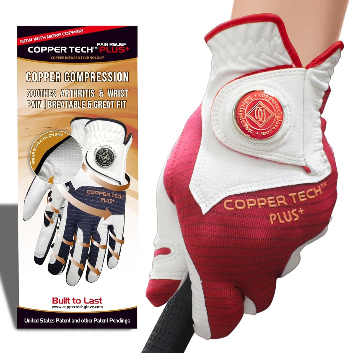 Copper Tech Plus Women's Golf Glove Worn on Right Hand