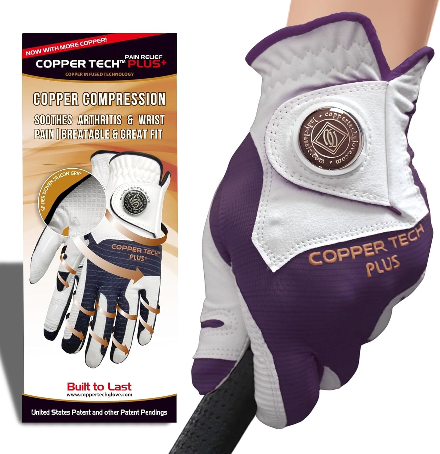 Copper Tech Plus Women's Golf Glove Worn on Right Hand