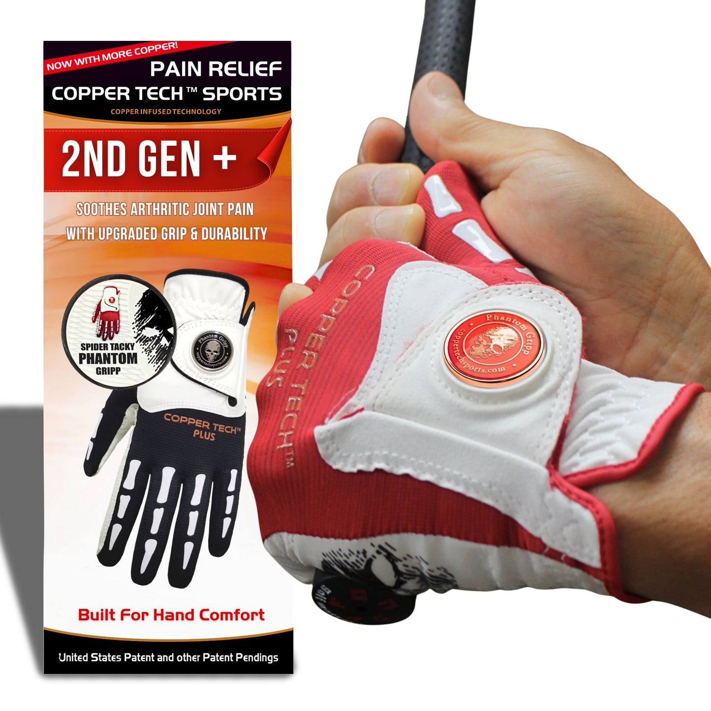 Copper Tech Plus Men's Golf Glove (Phantom Edition) Worn on Left or Right
