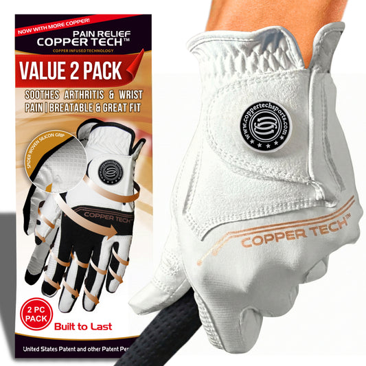 Copper Tech Women's Golf Gloves 2 Pack (White/White)