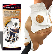 copper infused Golf Glove that is good for your joint. brown copper tech Golf Glove for men with ball marker.