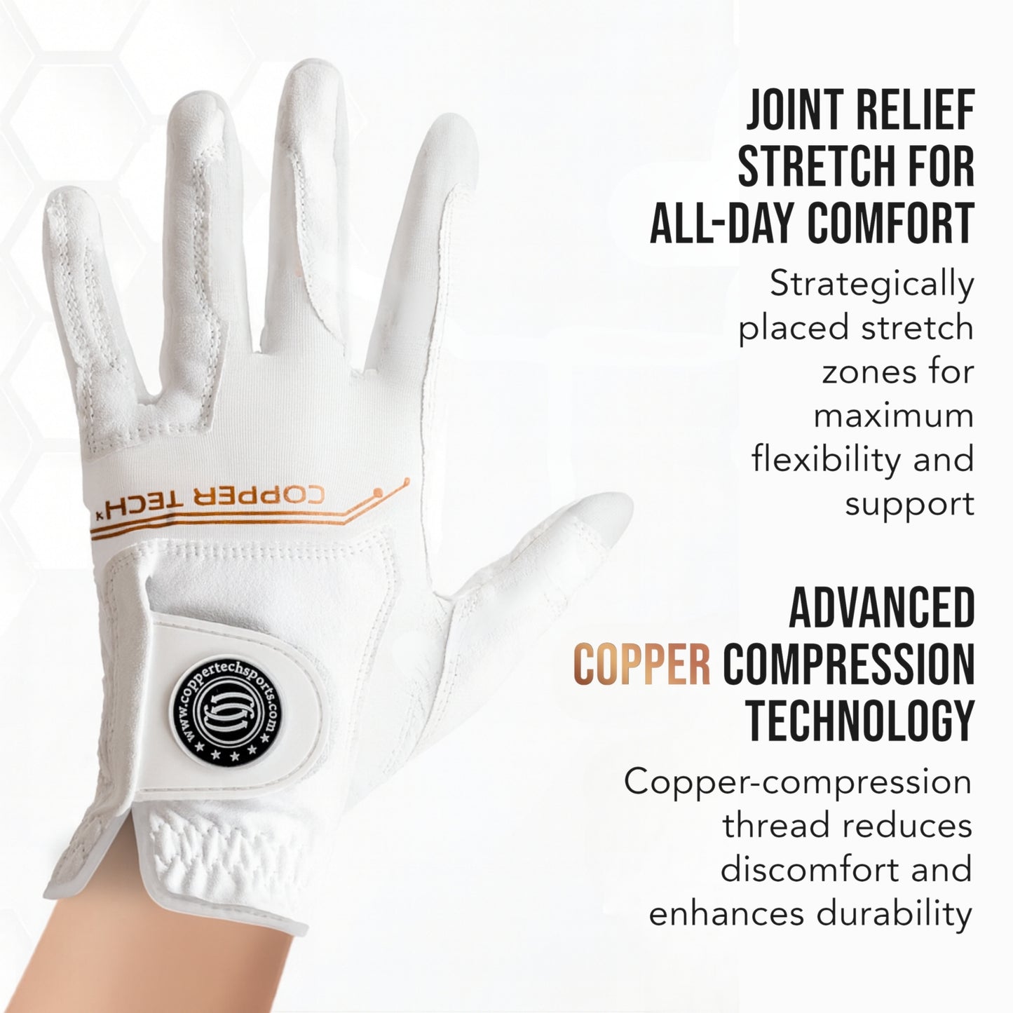 Copper Tech Women's Golf Gloves 2 Pack (White/White)