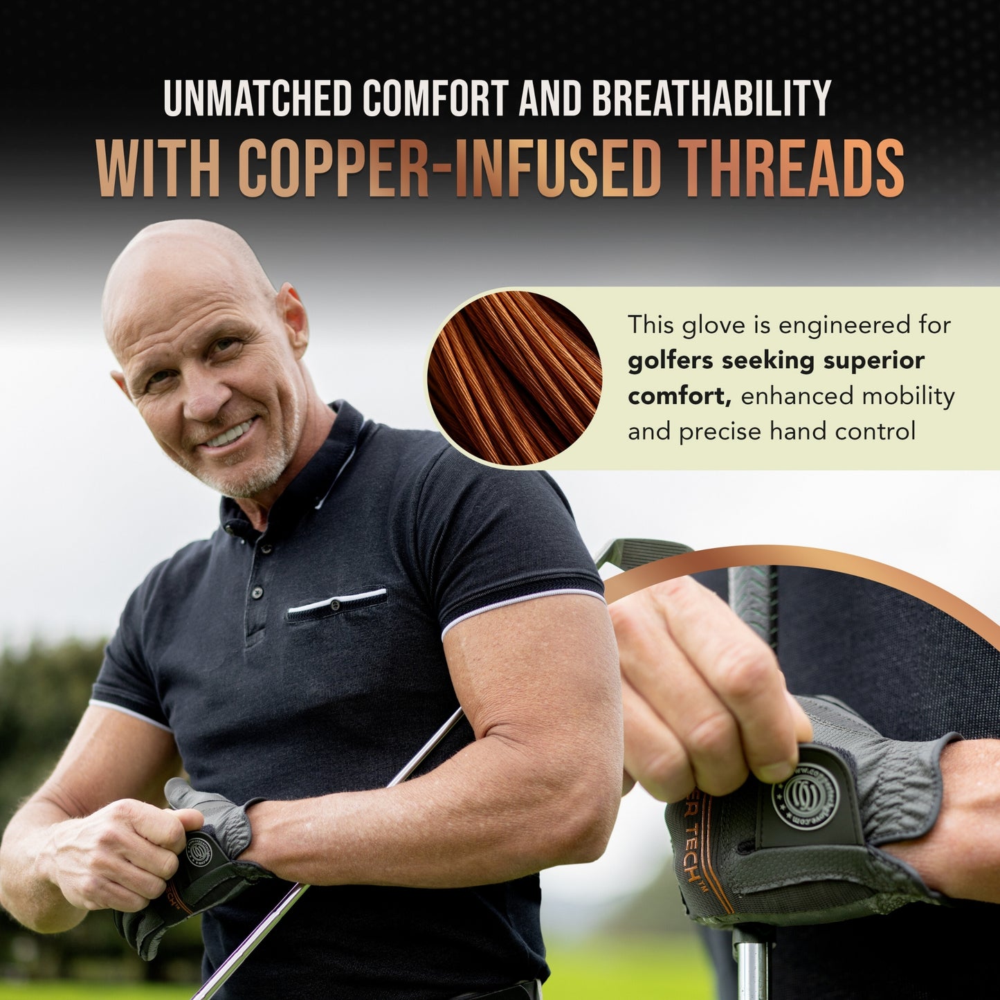 Copper Tech Men's Golf Gloves 2-Pack (Gray/Charcoal)