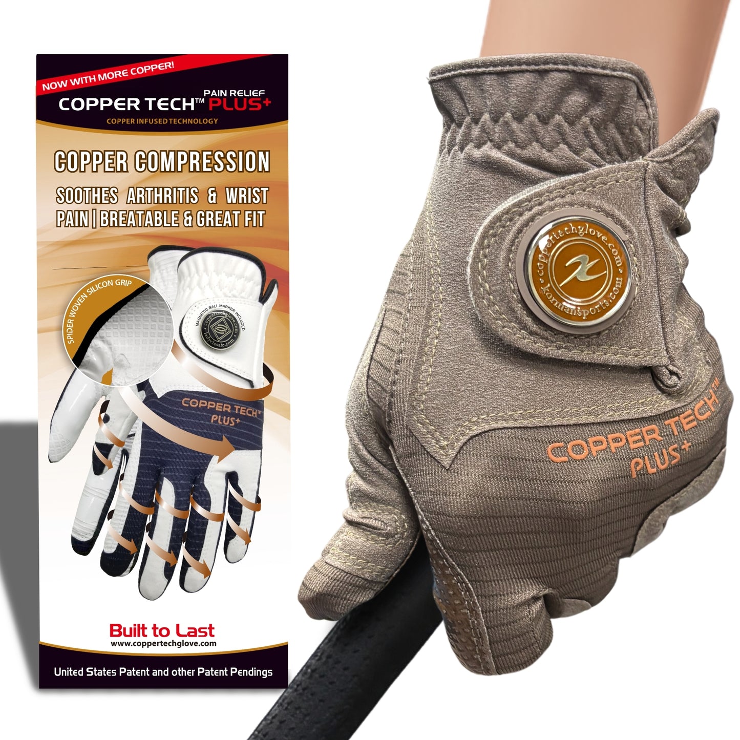 Copper Tech Plus Women's Golf Glove (Brown/Choco Brown)