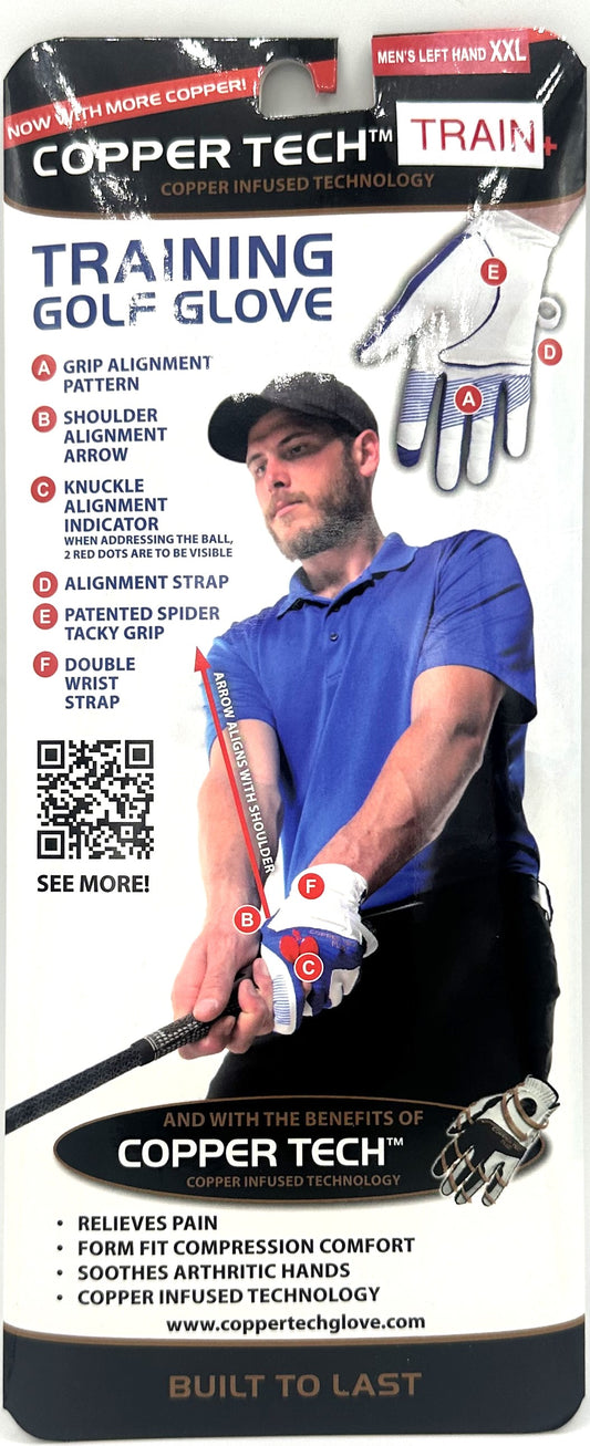 Copper Tech Golf Grip Training Gloves Men's Left OR Right Hand White/Royal Blue with Ball Marker