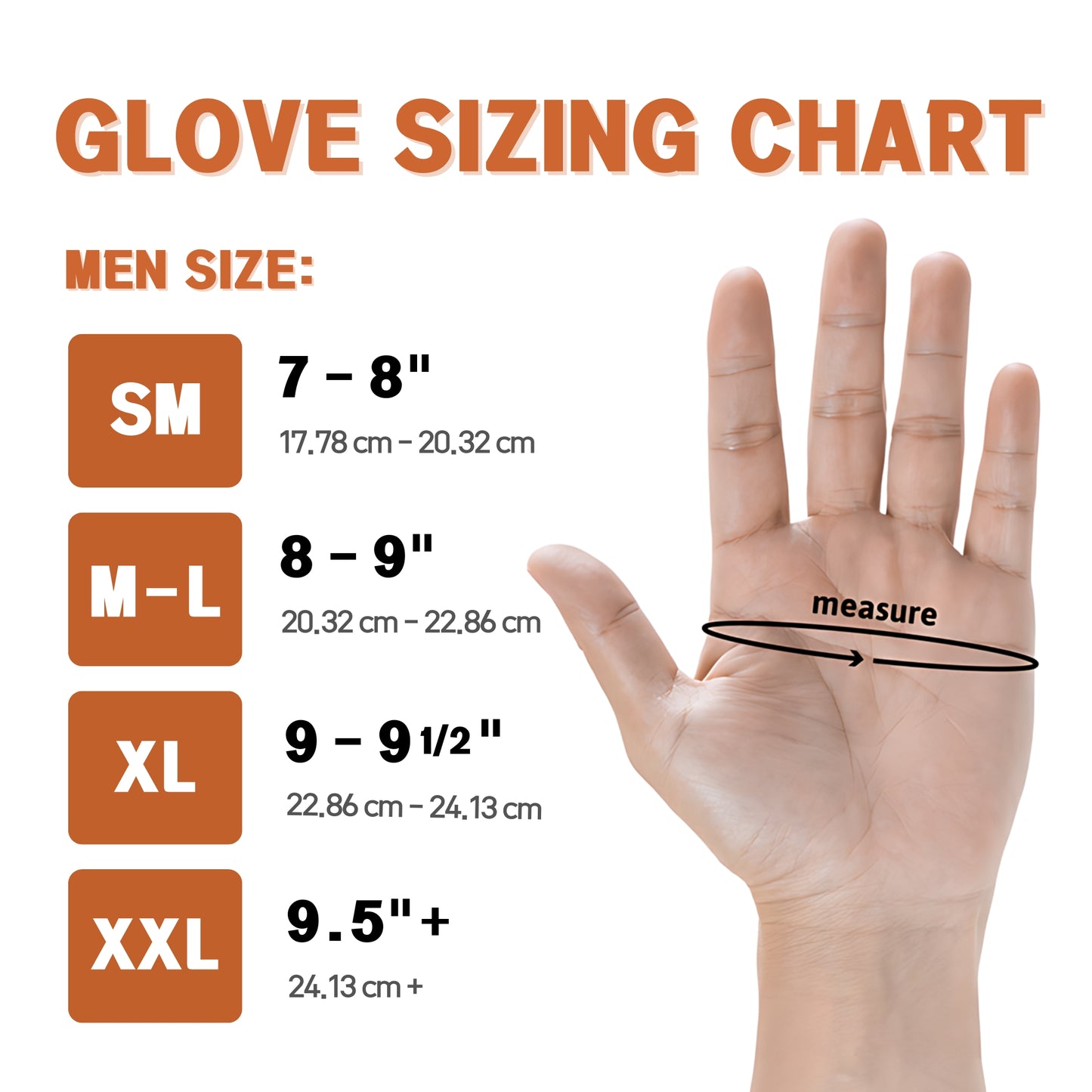 small medium large x-large copper tech golf glove for men 
