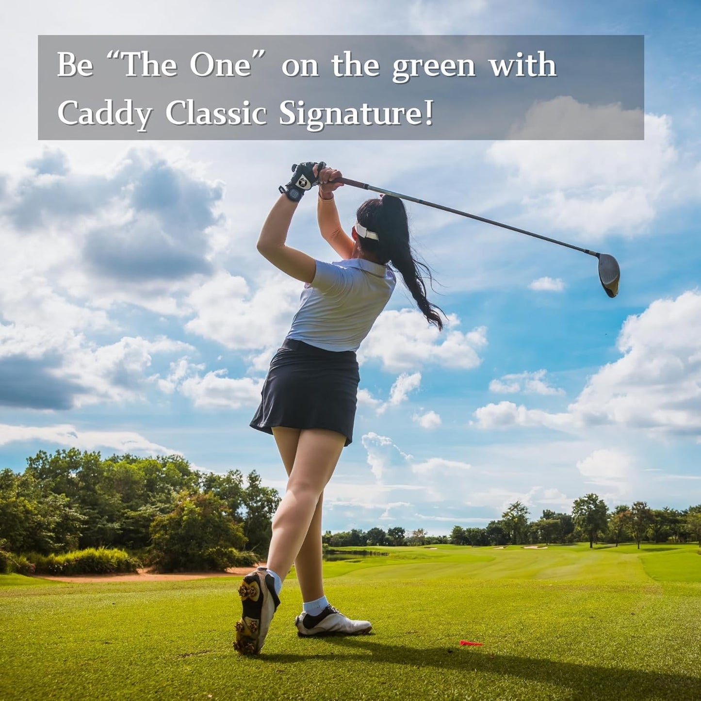 Caddy Classic Signature Ladies Golf Glove Women | Half Finger Mesh Design for High Breathability | Premium Leather Construction for Comfortable Fit |