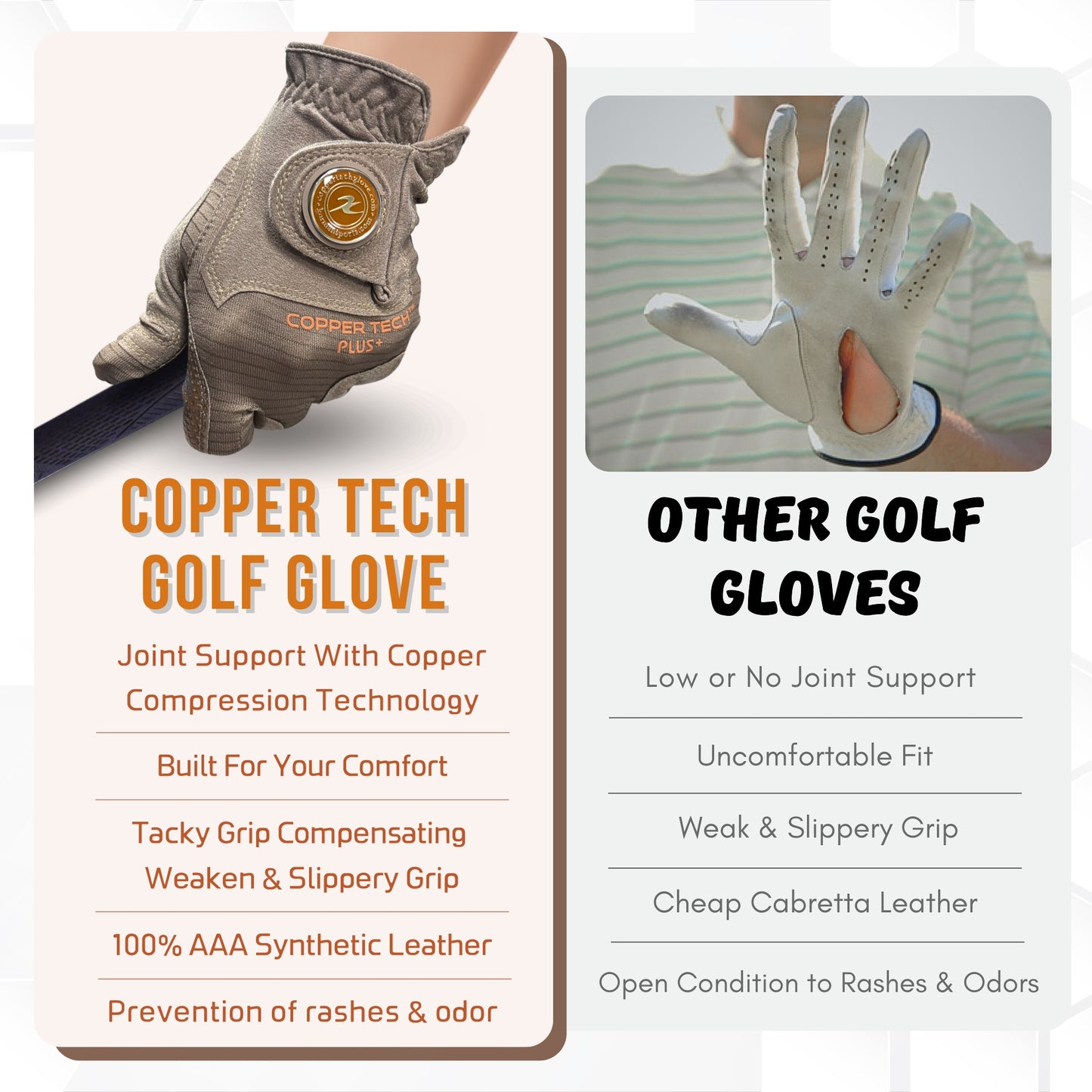 Copper Tech Plus Women's Golf Glove (Brown/Choco Brown)