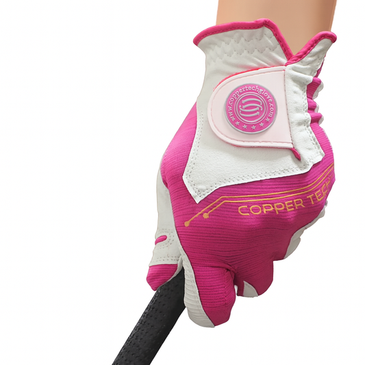 Copper Tech Women Golf Gloves 2 Pack (White/Pink)