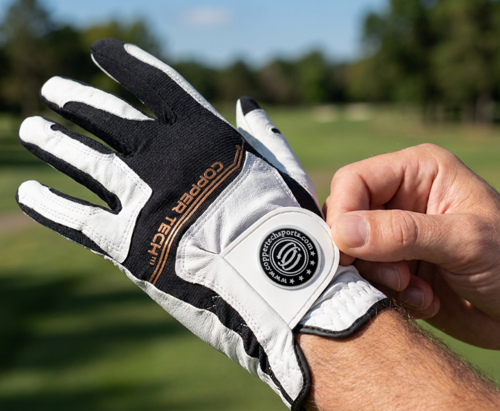 Copper Tech golf glove closure detail